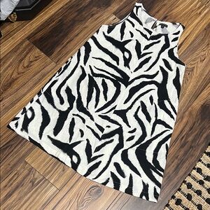 For Cynthia Black and White Zebra Print Dress